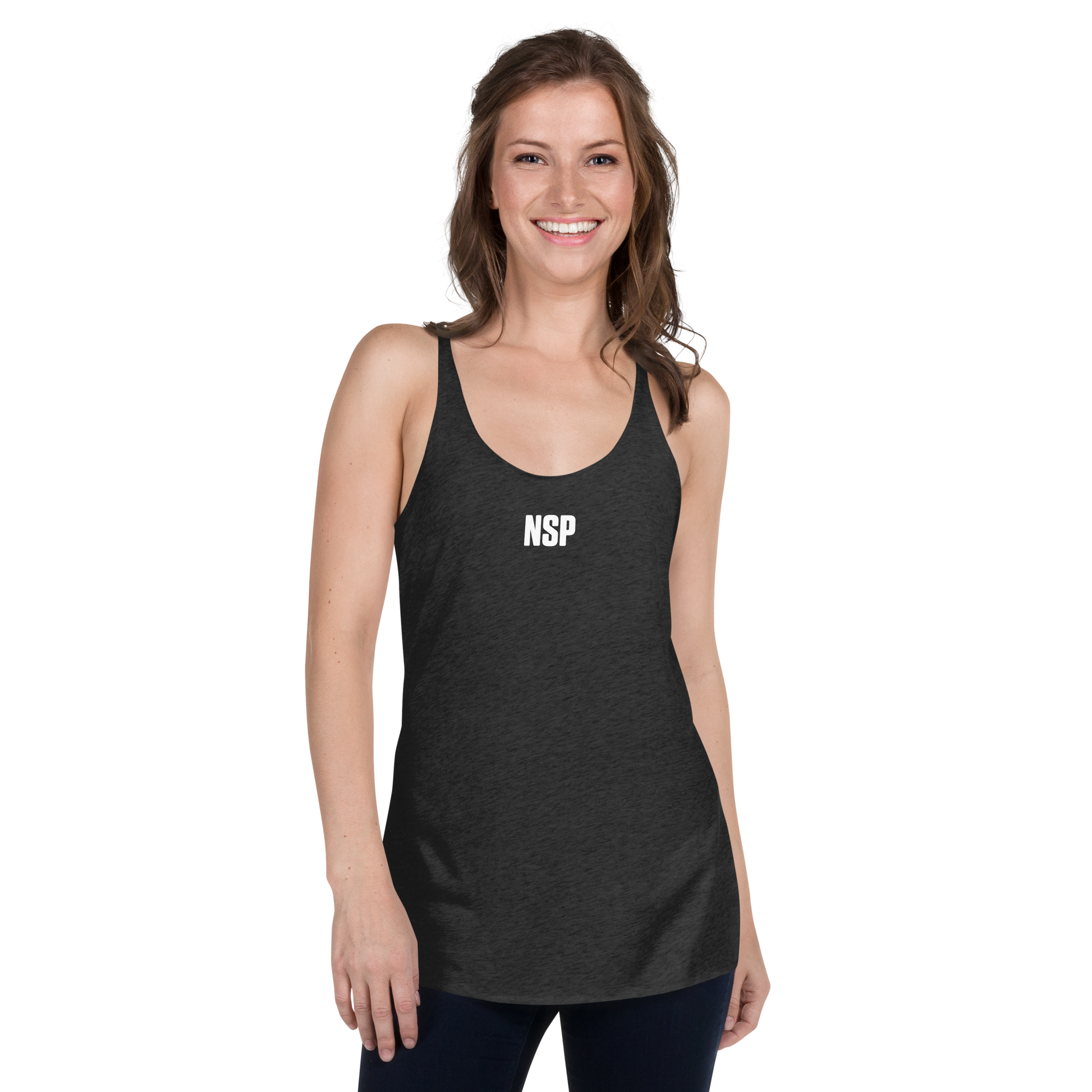 Women's Color Racerback Tank  NSP USA Vintage Black 